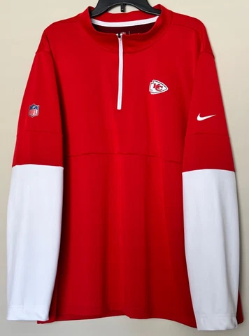 Nike Dri-fit Kansas City Chiefs Men's 1/4 Zip Jacket Size 2XL Red KC Shirt Cover