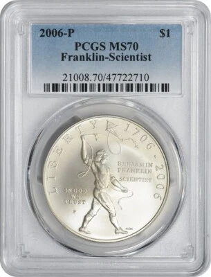 2006-P Franklin-Scientist Commemorative Silver Dollar MS70 PCGS - Image 1 of 2