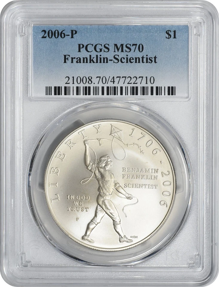 2006-P Franklin-Scientist Commemorative Silver Dollar MS70 PCGS - Image 1 of 2