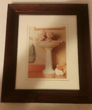 Anne Geddes Matted Framed Print 2 Babies in pedestal sink 12 by 10