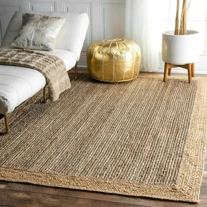 Jute Rug Natural Carpet Mat Rectangle Farmhouse Jute Runner Rustic Look Braided - Picture 1 of 11