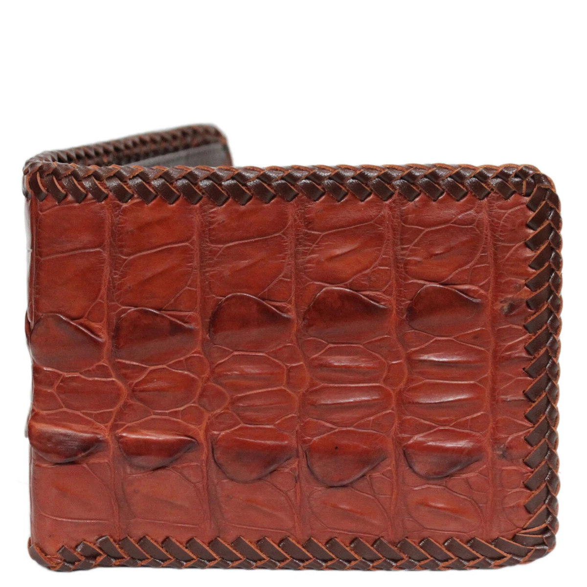 Genuine Crocodile Skin Leather Bifold Wallet For Men - Red Brown | Handmade Luxury Wallet - View #12