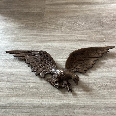 VTG 1966 Atlantic Mold Bronze Ceramic Flying American Eagle 3-D Wall Hanging Cover