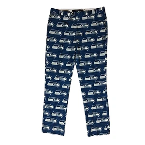 Seattle Seahawks Golf Dress Pants Men's 38/3 Scatter Pattern Flat Front Blue - Picture 1 of 11