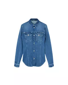 VERSACE $1350 Blue Denim Fitted Shirt New And Authentic - Picture 1 of 3