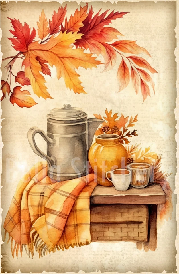 Acogedor collage de otoño hecho a mano #7 bloque de tela de algodón para coser artesanal de otoño Foto 1 de 1