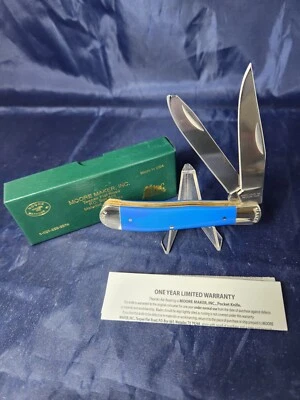 Cuchillo Trampero Moore Maker 3202 EB Tamaño Completo Azul Delrin Nuevo en Caja Foto 1 de 4