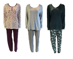 Damen Pyjama Schlafanzug Langarm Lila, Blau, Grün Gr. S - Picture 1 of 4