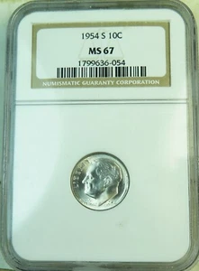 1954 S Roosevelt dime NGC MS67*FS 501 RPM* BR - Picture 1 of 4