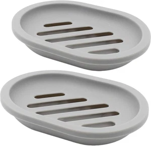 2-Pack Soap Dish with Drain, Soap Holder, Soap Saver, Easy Cleaning, Dry, Stop M - Picture 1 of 8