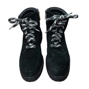 GEBRAUCHT - Aquatalia Wildleder schwarz Motorradstiefel Größe 5,5 - Bild 1 von 8