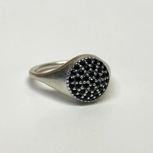 PANDORA Silver Large Pave Black Crystal Ring 190888NCK Size 54 / 7 - Picture 1 of 7