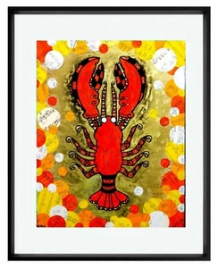 Rock Lobstah 11x14" Matted Signed Print Abstract Lobster Key West Beach Art - Picture 1 of 7