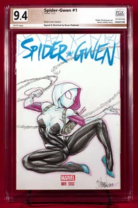 SPIDER GWEN PGX 9.4 NM Near Mint Original Sketch Cover by BRYAN PEDERSEN !!! - Picture 1 of 4