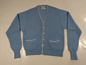 Vintage Kandahar Mens Cardigan Size Large Blue 100% Dupont Orlon Acrylic Grandpa - Picture 1 of 8