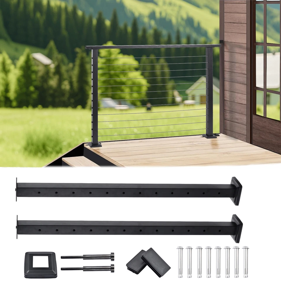 Kit de barandilla de cable de acero inoxidable de 42", barandilla negra ajustable para cubierta/escaleras Foto 1 de 4