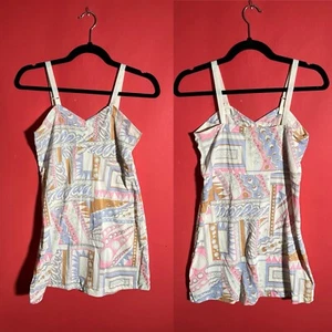 Vintage Carters Bedrucktes Schlupfkleid Pastell Abstrakt 60er Dessous Gr. S - Bild 1 von 10