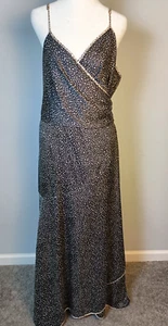 Anthropologie Hutch 3X Wrap Maxi Dress Black/Beige Speckle Print Lined Flatterin - Picture 1 of 13