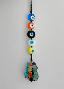 Vidrio turco naranja mal de ojo, colgantes de pared hechos a mano, calentamiento de casa nuevo regalo para el hogar - Imagen 1 de 7