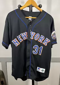 Vintage Russell Diamond New York Mets Mike Piazza #31 Black Jersey Size 52 - Picture 1 of 12