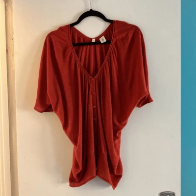 Suéter Anthropologie Moth Naranja Mezcla de Lino Tejido Gran Tamaño S Manga Dolman Foto 1 de 4