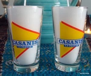 2 HAND POURED UNSCENTED CANDLES IN CASANIS LE PASTIS SHOT GLASSES - Picture 1 of 5