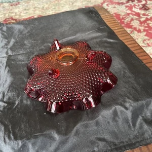 Vintage Fenton Ruby Red Glass Candy Dish Footed Collard Hobnail Dish - Picture 1 of 15