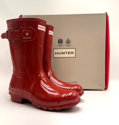 Hunter ORG SHORT GLOSS Mujer NUEVAS Botas Rojas Múltiples Tallas Foto 1 de 4
