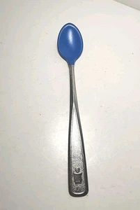 80 the First Years Stainless Steel Baby Spoon Blue Soft Bite Rubber Tip Spoon-bb - Picture 1 of 4