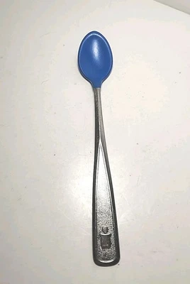 Cuchara bebé de acero inoxidable de los 80 años azul suave mordida punta de goma cuchara-bb Foto 1 de 4