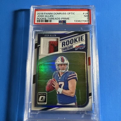 Donruss Optic Josh Allen Rookie Threads 2018/50 Prime Patch #RT-JA SP PSA 7  Foto 1 de 4