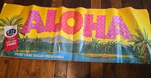 Vintage C & H Sugar Poster Hawaii Advertising Banner 26 x 76 Double Sided Aloha - Picture 1 of 6