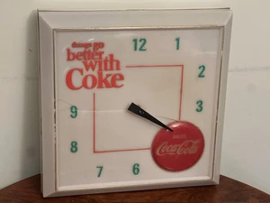 Vintage 1960s Coca Cola Lighted Sign Clock Things Go Better With Coke VTG (Read) - Picture 1 of 23