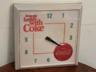 Vintage 1960s Coca Cola Lighted Sign Clock Things Go Better With Coke VTG (Read) - Image 1 of 4
