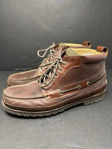 LL Bean Chukka Boots 244479 Shoes Brown Leather Mens Size 13 D - Picture 1 of 8