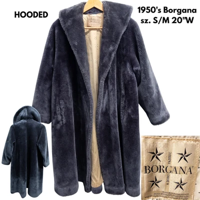Vintage 1950s Bullock’s Westwood Borgana Faux Fur Coat Blue Gray Long Hollywood - Image 1 of 4