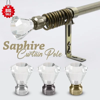 Palo per tenda in metallo estensibile 28 mm set asta per tenda con finiture anelli raccordi asta - Immagine 1 di 4