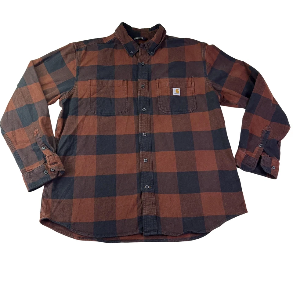 Camisa Carhartt Para Hombres Grande Marrón Negra A Cuadros Resistente Flex Calce Relajado Ropa de Trabajo Foto 1 de 4