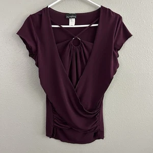 Vintage Say Anything Maroon Purple Wrap Top Layered Ring Accent Y2K 90s Size L - Picture 1 of 8