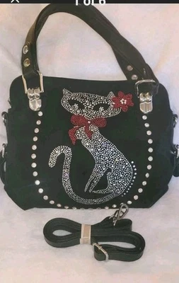 Cartera para gato Zzfab con doble asas estrás con correa grande  Foto 1 de 4