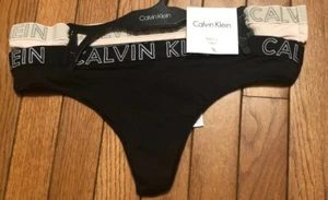 Calvin Klein Women's Thong Panties Underwear 2- pack size Large Pink/Black NWT - Picture 1 of 7
