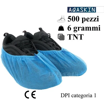 500 pezzi Copriscarpe Monouso TNT Blu calzari copri scarpa usa e getta DPI 6gr - Immagine 1 di 4