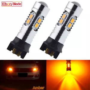 2 x PW24W PWY24W LED Lights Amber Yellow Car Turn Signal DRL Bulb Lamp For BMW - Picture 1 of 7