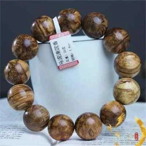 Boutique 19mm Indonesia Wild Agarwood Bracelet Mala Meditation Prayer Bead 马泥涝沉香 - Picture 1 of 9