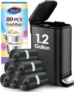 1.2 Gallon 80 Counts Strong Trash Bags Garbage Bags, Bathroom Trash Can Bin Line - Picture 1 of 8