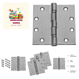 Commercial Grade Ball Bearing Door Hinge 4-1/2 x 4-1/2 Full Mortise Stainless... - Picture 1 of 5