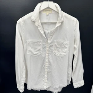 CLOTH & STONE solid white shirt top long sleeve sz xs womens - Picture 1 of 5