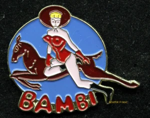 BAMBI NOSE ART LAPEL HAT PIN UP GIFT RACE HORSE JET AIRPLANE MILITARY WING DEER - Picture 1 of 1