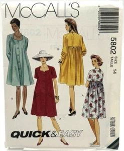 Rare McCall's Quick & Easy Pattern #5802 - Dress (Size 14) - Picture 1 of 2