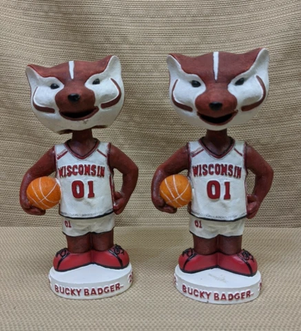 2002 Bucky Badger McDonalds Basketball 7" Bobblehead Wisconsin Badgers Lot of 2 Cover
